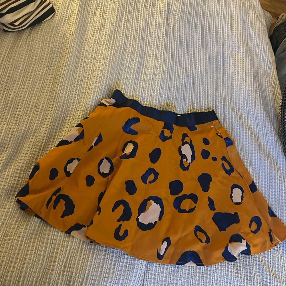 Leopard Print Skirt in Orange and Blue